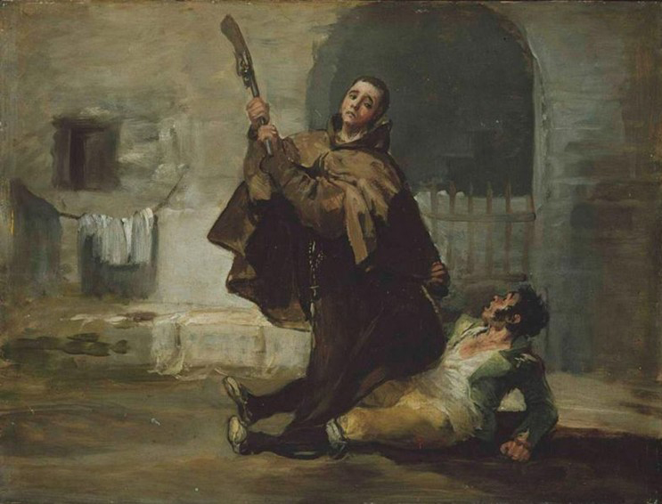 Francisco de Goya Friar Pedro Clubs El Maragato with the Butt of the Gun